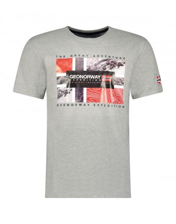 Tshirt Homme Geographical Norway Jeologic Gris Clair