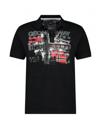 Polo Homme Geographical Norway Ketchup 415EO Noir